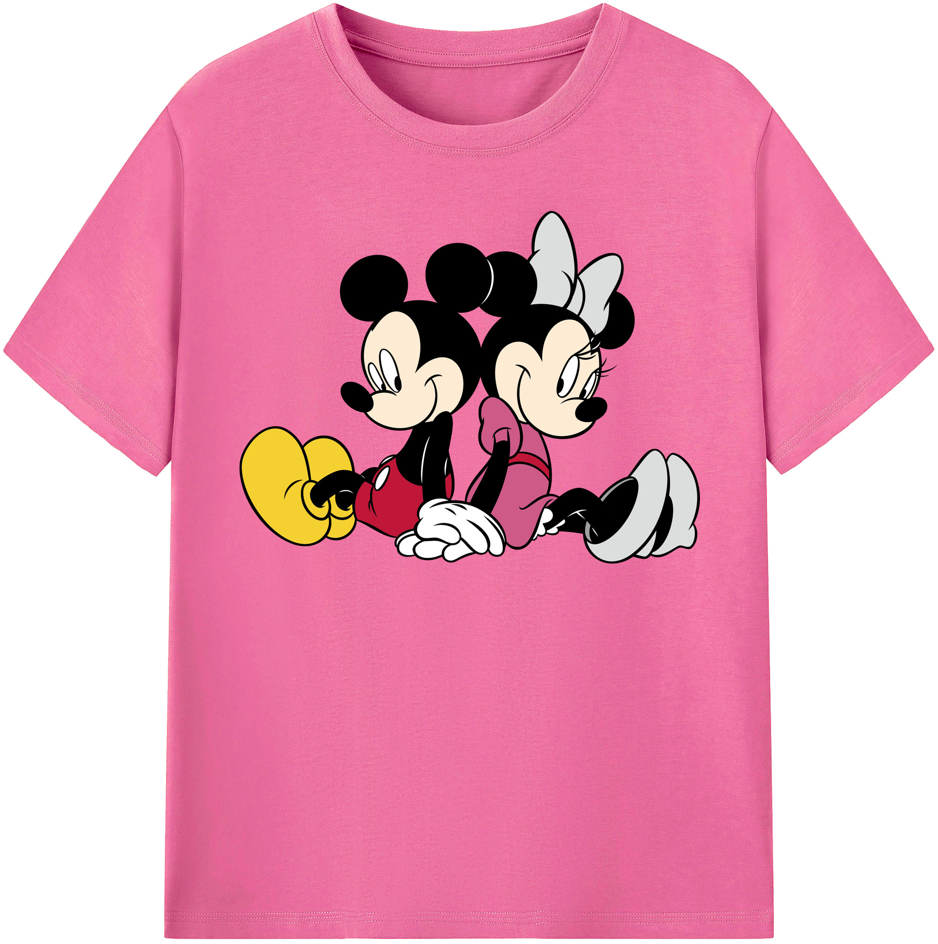 （画像用） ミッキーマウス Mickey Mouse レディースカジュアルプリントTシャツ（綿100％）